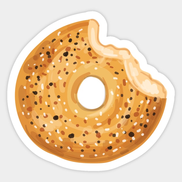 Half eaten bagel watercolor Sticker by SouthPrints